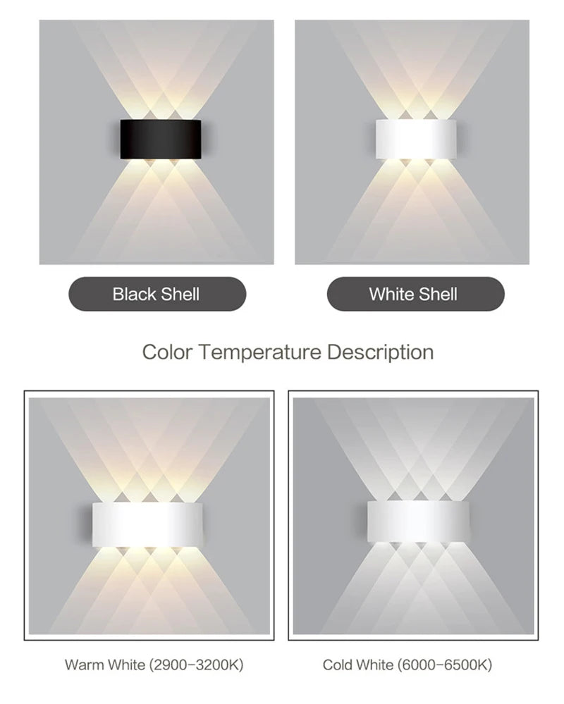 W/12W LED Wandlampe IP65 Wasserdicht