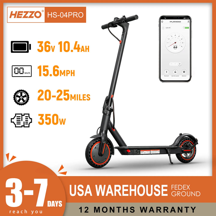 HEZZO 36v 350W 10.4Ah 15.6MPH Electric Scooter Adult HS-04Pro 8.5" Self-Balance Folding Kick Escooter Smart App EU US Warehouse