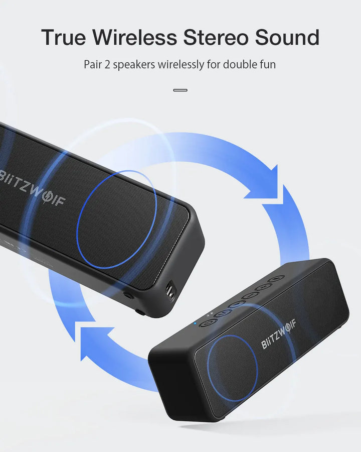 BlitzWolf 30W Wireless Speaker Portable bluetooth Speaker 3600mAh Double Drivers Bass TWS Stereo IPX6 Waterproof TF Card AUX