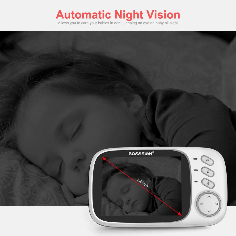 VB603 Video Baby Monitor 2.4G Wireless With 3.2 Inches LCD 2 Way Audio Talk Night Vision Surveillance Security Camera Babysitter