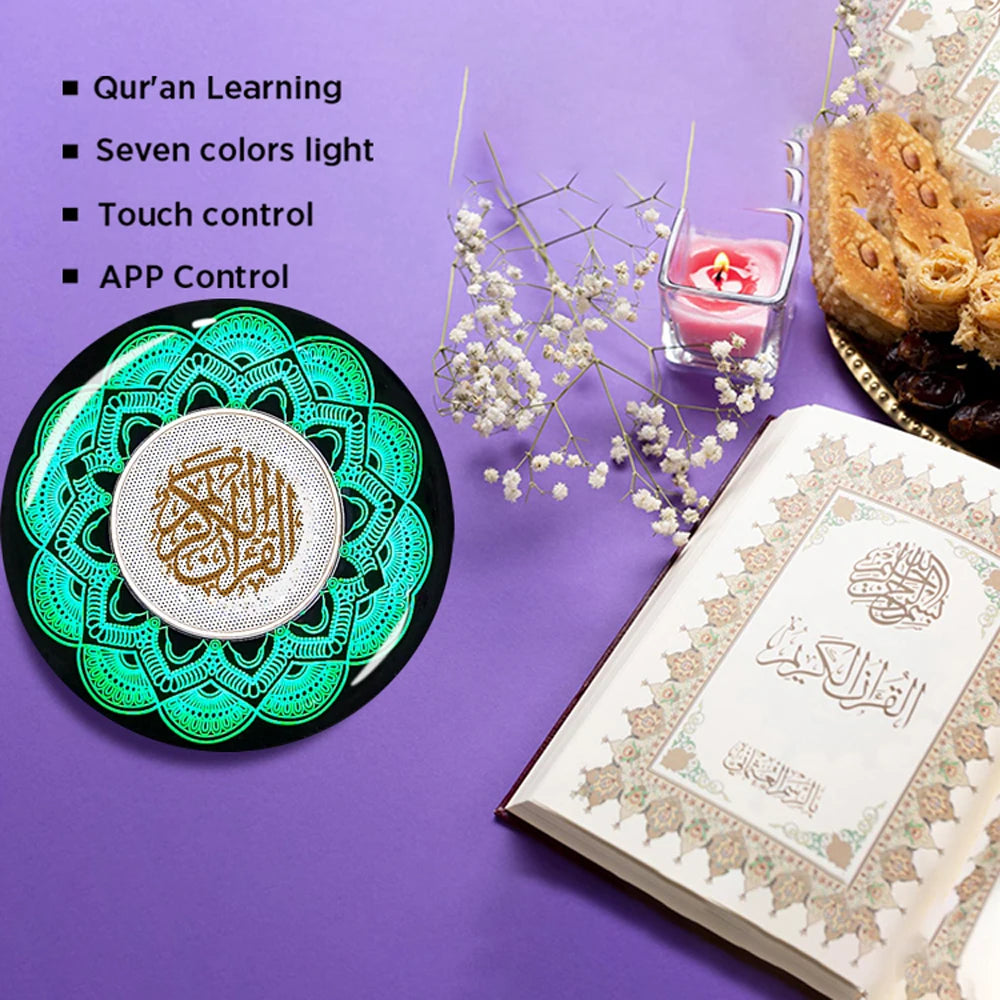 USB Quran Bluetooth Speaker Colorful LED Lights Lamp Koran Reciter Touch Control Muslim Lamp Speaker with Remoter Ramadan Gifts