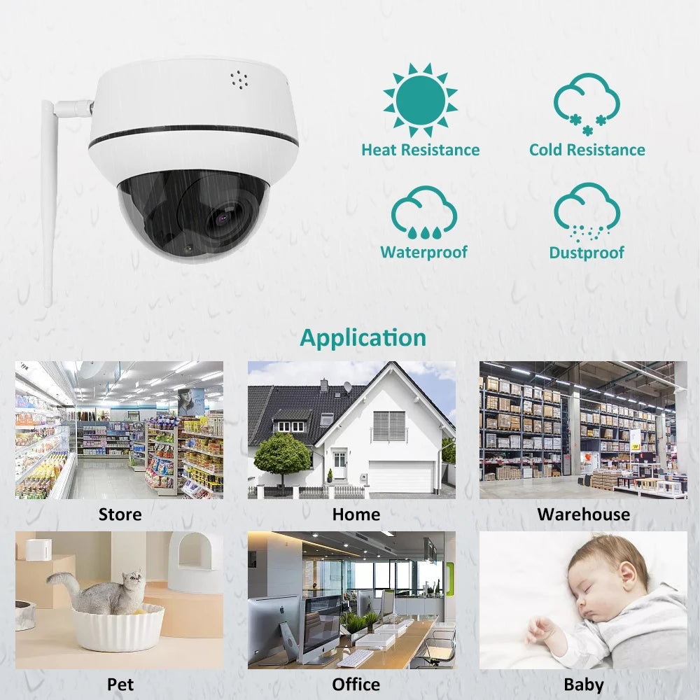 Anpviz 5MP PTZ Wifi IP Camera Outdoor 5X Zoom Security Protection Wireless Surveillance Cam Two-Way Audio SD Card Slot IR 30m