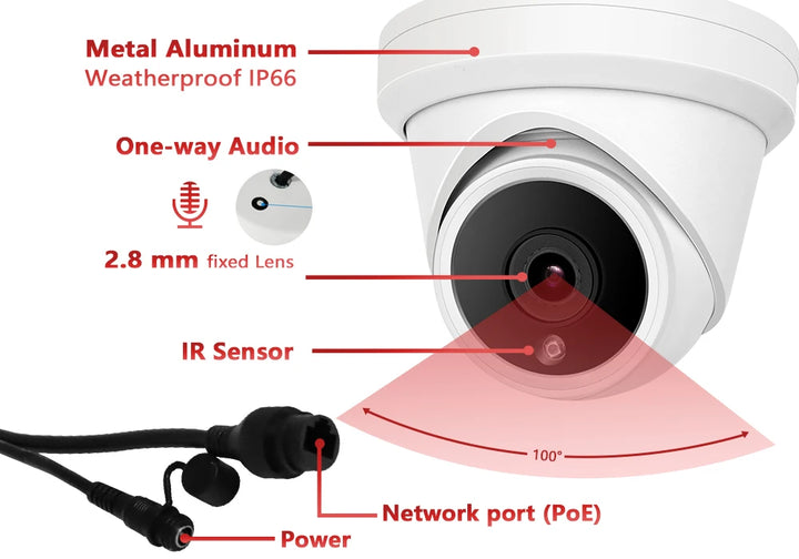 Anpviz 8MP POE IP Camera Outdoor Security 4K Video Surveillance Turret Camera Motion Detection P2P View Danale APP Built-in Mic