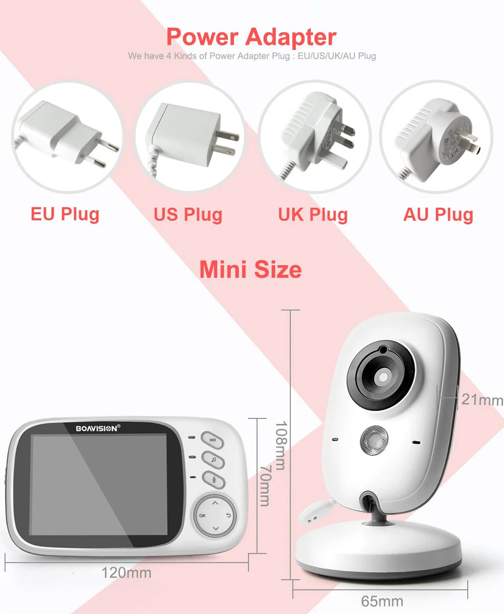 VB603 Video Baby Monitor 2.4G Wireless With 3.2 Inches LCD 2 Way Audio Talk Night Vision Surveillance Security Camera Babysitter