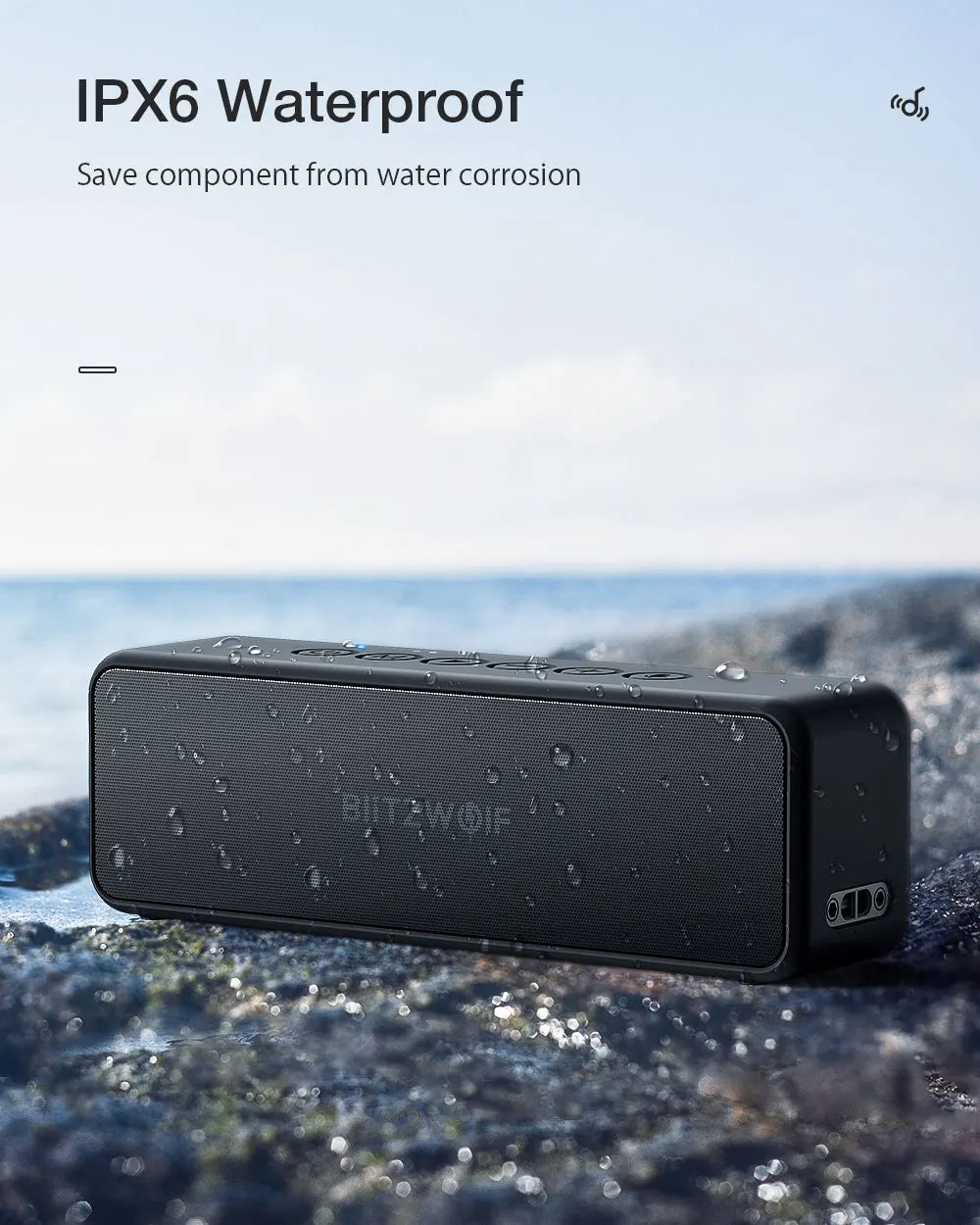 BlitzWolf 30W Wireless Speaker Portable bluetooth Speaker 3600mAh Double Drivers Bass TWS Stereo IPX6 Waterproof TF Card AUX