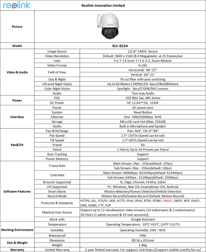 Reolink RLC-823A PoE PTZ