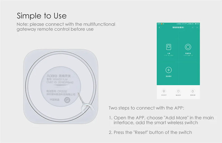 Aqara – clé de commutation sans fil intelligente, Application intelligente, télécommande ZigBee sans fil, sans biult en gyroscope, pour Xiaomi Home Mijia