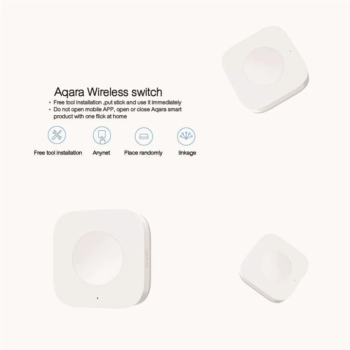 Aqara – clé de commutation sans fil intelligente, Application intelligente, télécommande ZigBee sans fil, sans biult en gyroscope, pour Xiaomi Home Mijia