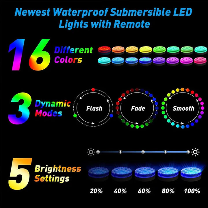 Pool Light Underwater Swimming Pool Lighting 13LEDs Updated Submersible Light IP68 Outdoor Spotlight for Aquarium Fish Tank Pond