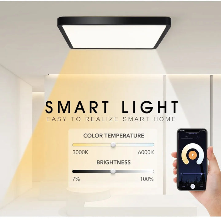 Square 0.9inch LED Ceiling Light 36w24wTuya Smart Remote/App Voice Control Alexa/Google Control Large Ceiling Lights Living Room