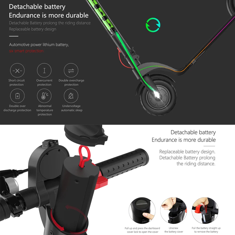 HX 5AH Electric Scooter 350W 25KM/H Foldable Electric Kick Scooter 10 Inch Smart Escooter for Adults 2024 E Scooters