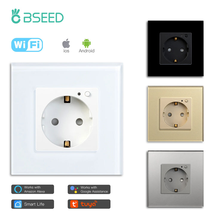 Prise intelligente Bseed prise Wifi Standard ue amélioration de l'habitat prise de sécurité intelligente fonctionne avec l'application Tuya fonction de minuterie Google Alexa