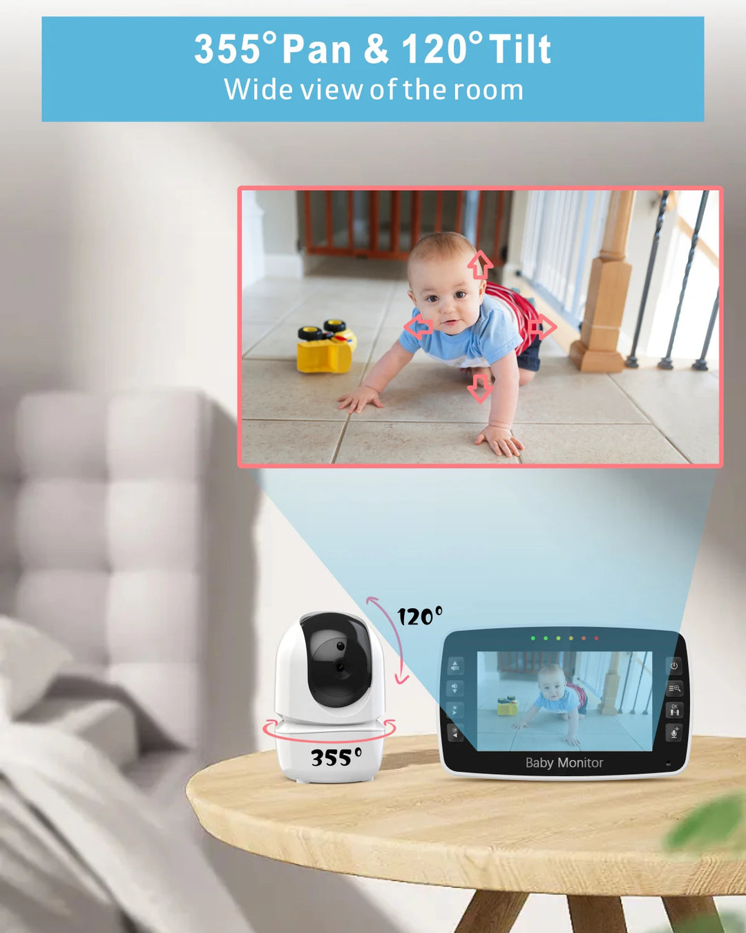 4.3 inch baby monitor with two cameras