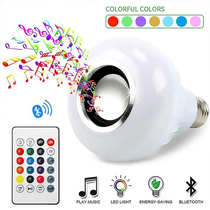 LED musique ampoule Bluetooth haut-parleur sans fil lumière intelligente E27 ampoule haut-parleur avec télécommande RGB musique couleur changeante parler