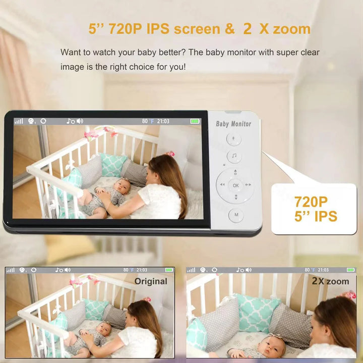 5-inch HD baby monitor with 1080P camera