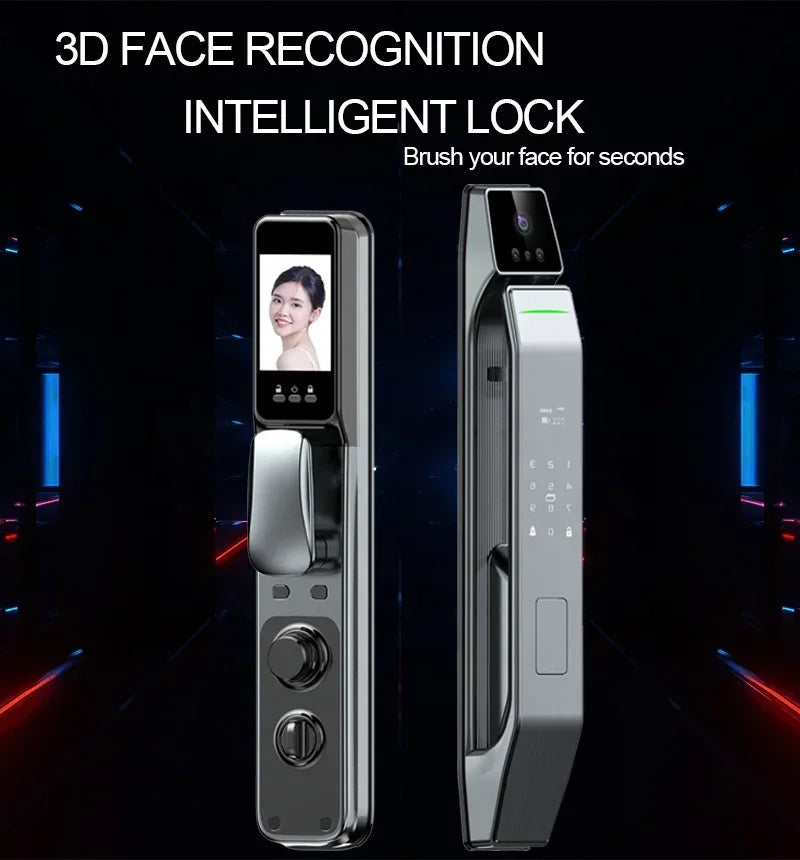 automatic fingerprint digital safe door lock for home smart 3D face recognition exterior door lock outdoor furniture