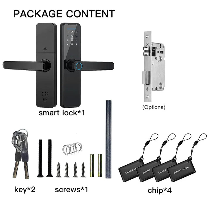 Tuya Digital Electronic Lock Smart Door Lock with Biometric Fingerprint Password Remote Control Unlocking and Keyless Entry