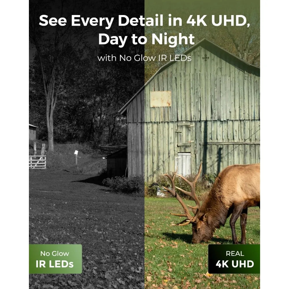 REOLINK 4K Cellular Trail Camera, 3G/4G LTE, 360° Full View, 4K Live Streaming & Playback on Phone,Animal Recognition,No-Glow IR