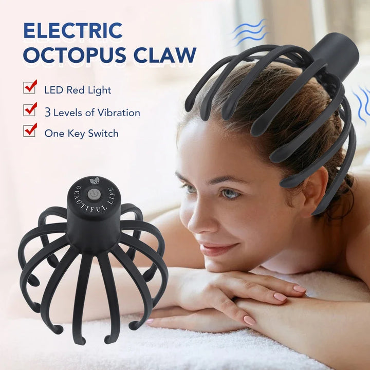 Electric Head Massager with Three Gears 12 TPE Massage Claws Head Massage Device USB Rechargeable