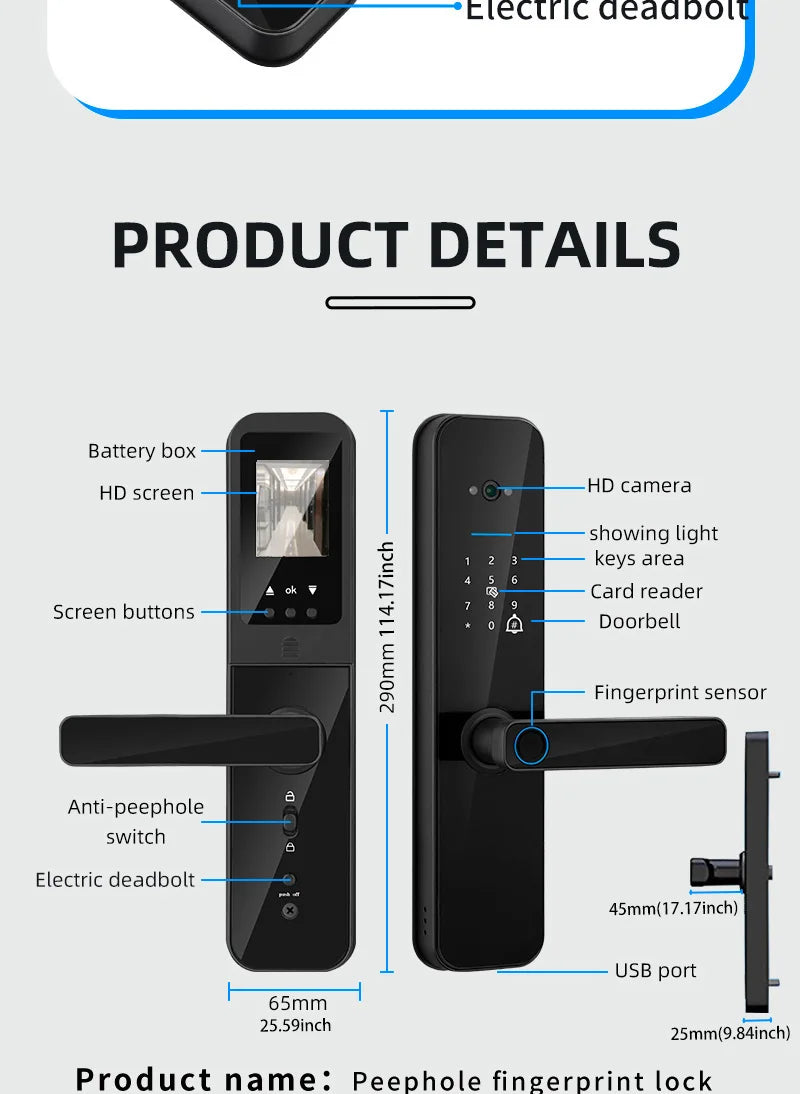 FHSKS Electronic Smart Door Lock with Fingerprint and Camera