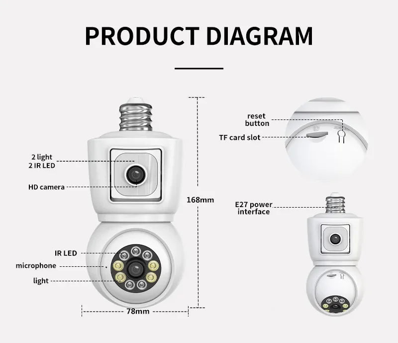 ICSEE 4K 8MP E27 WiFi Kamera