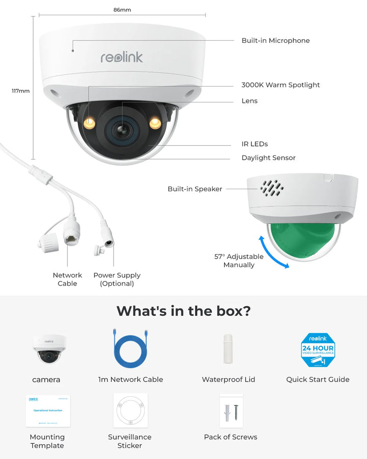 Reolink 12MP Vandalensichere PoE Sicherheitskamera mit Weitwinkel und Nachtsicht