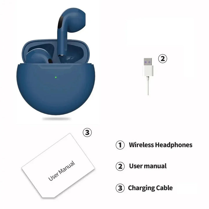 Original Air Pro 6 TWS Wireless Bluetooth Headset 5.3 Headphone Mini Earphone with Mic Charging Box for Xiaomi iPhone Earbuds