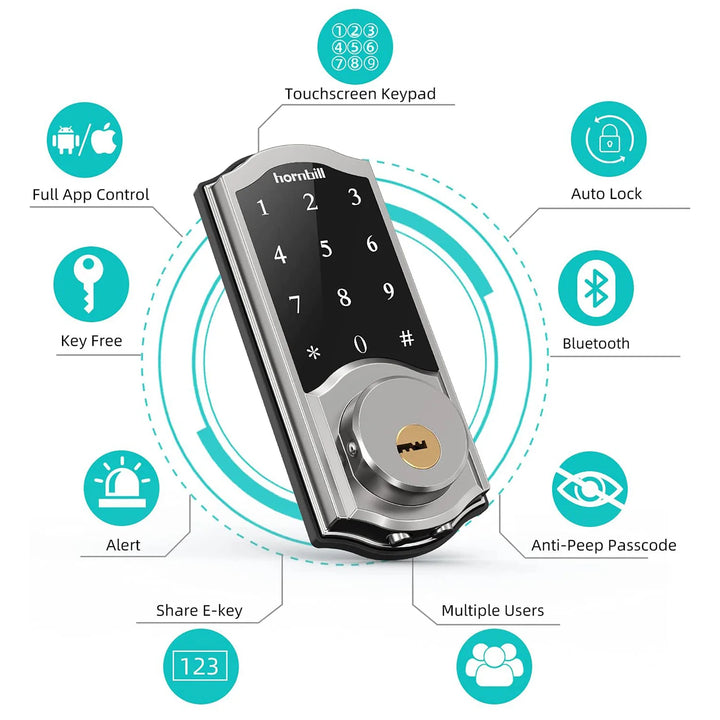 Hornbill Electronic WIFI Smart Door Lock With G2 Gateway Remote Control Keyless Entry Front Door Locks Bluetooth For Home Safe