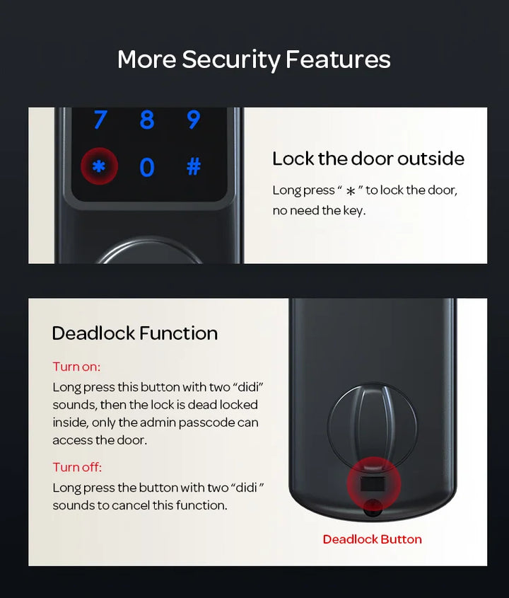 Tuya WiFi Smart Fingerprint Türschloss mit Digitalem Tastenfeld