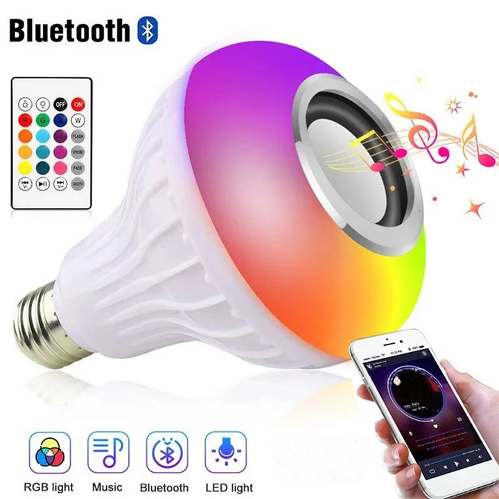 LED musique ampoule Bluetooth haut-parleur sans fil lumière intelligente E27 ampoule haut-parleur avec télécommande RGB musique couleur changeante parler