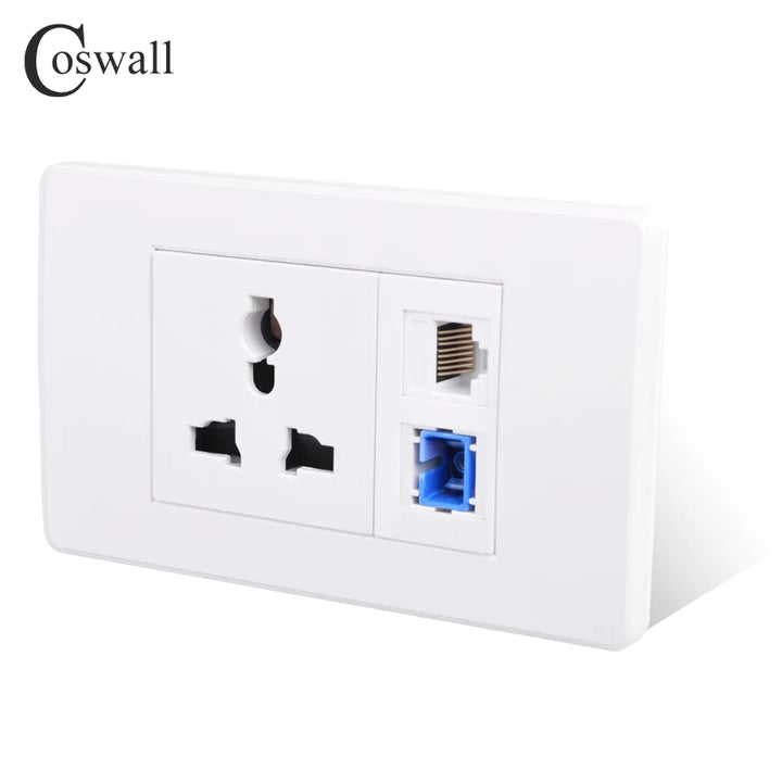 PC Panel Wall US/AU/Thailand/Universal Socket + WIFI Tuya Smart Switch + TV Internet Jack USB Charger Connector DIY Modules