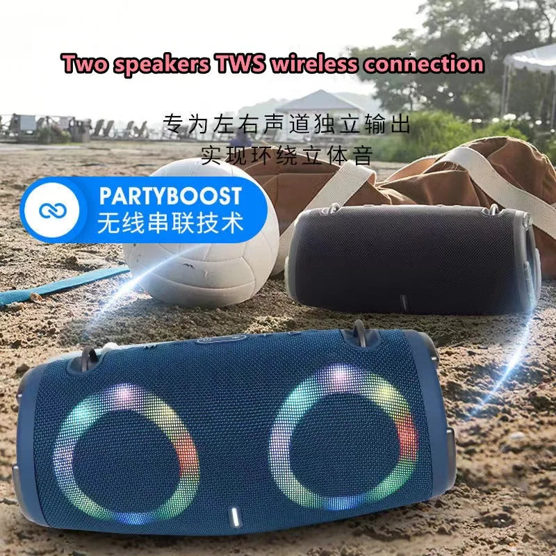 Portable Waterproof 100W High Power Bluetooth Speaker RGB Colorful Light Wireless Subwoofer 360 Stereo Surround TWS FM Boom Box