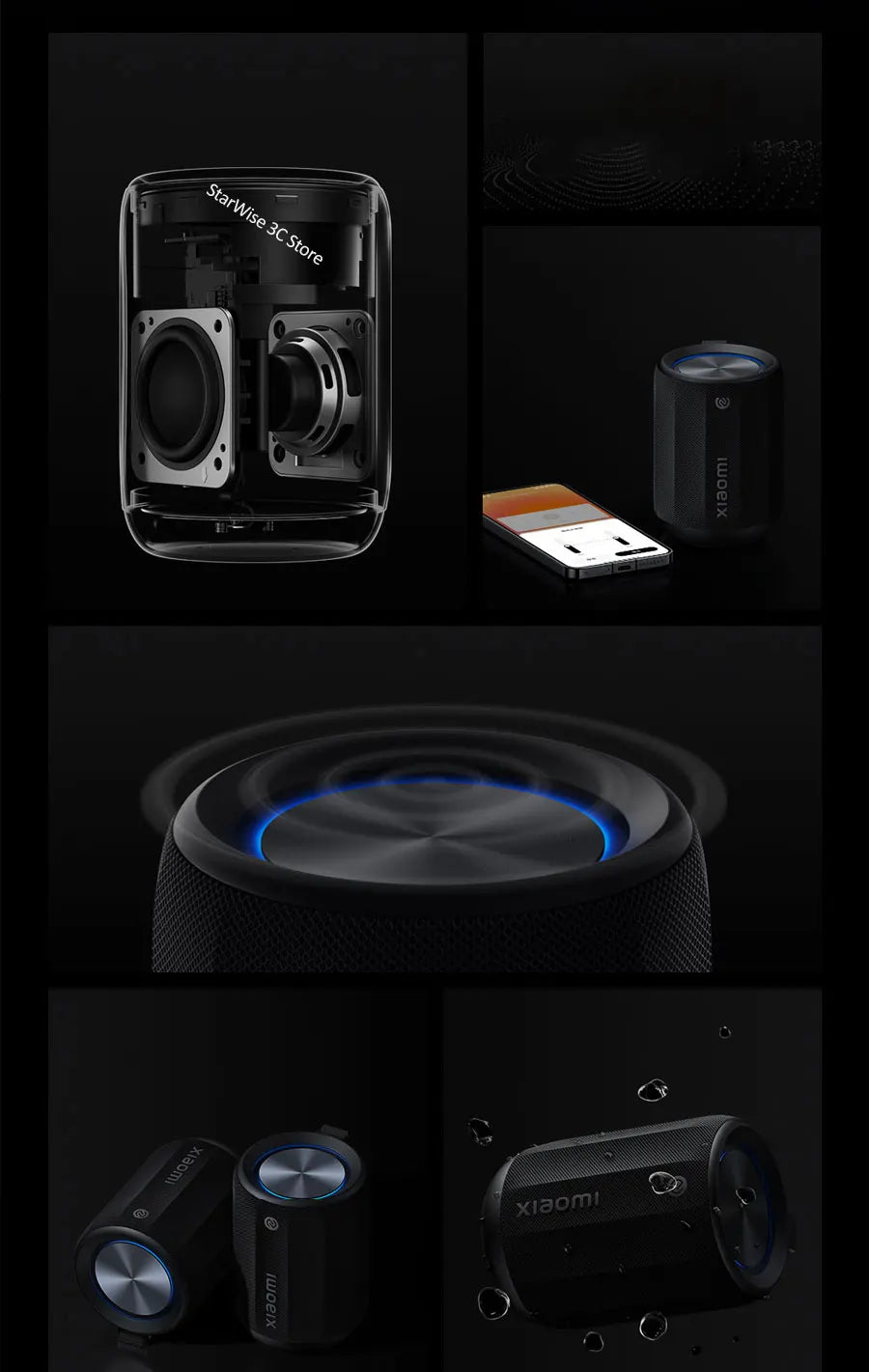 Xiaomi Speaker Bluetooth 5.3 Mini Portable Stereo Surround Wireless Speaker Outdoor Sound IP67 Waterproof App Smart Control