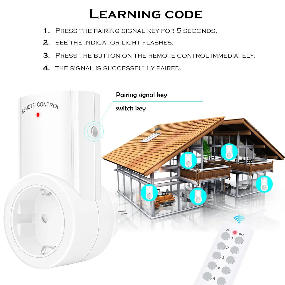 Wireless Remote Control Smart Socket EU French Plug Wall 433mhz Programmable Electrical Outlet Switch 220V 230V LED Safe Home