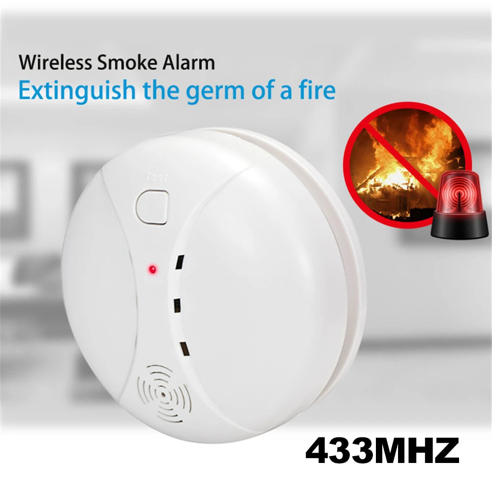 ACJ 433MHz Wireless Smoke Detector High Decibel Fire Sensor For WIFI GSM Office Home Security Alarm System