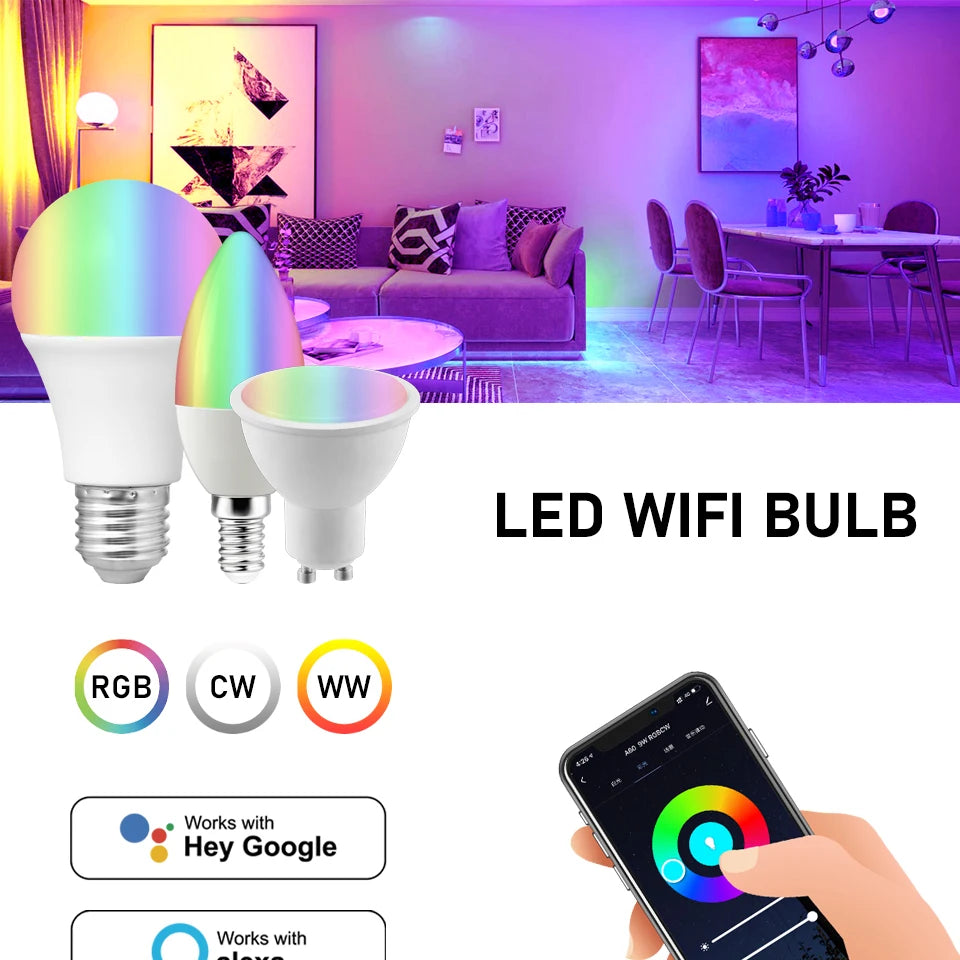 RGB Tuya Smart WiFi GU10 E27 E14