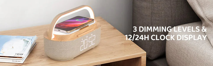 Portable Digital FM Alarm Clock Bluetooth Speaker Radio Wireless Charger 15W Touch Night Light Dual Home Bedside Subwoofer NEW