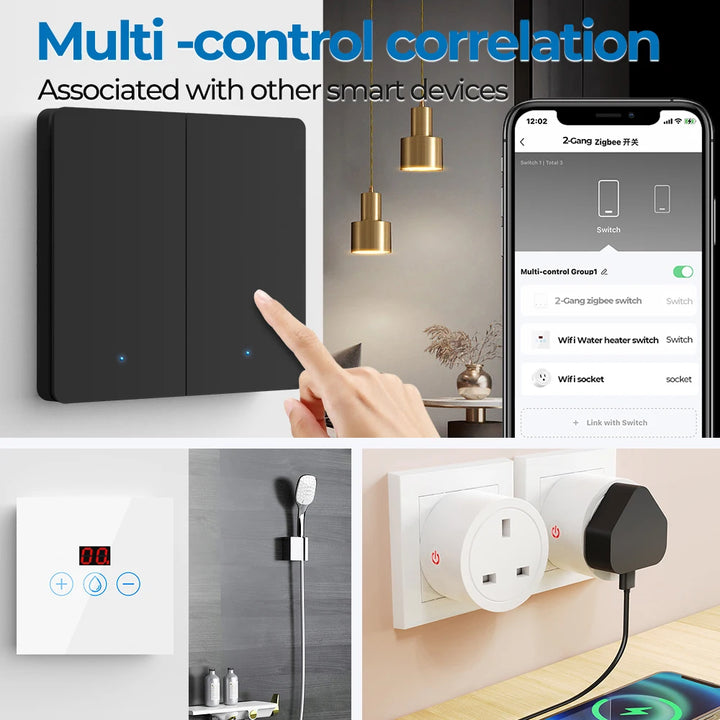 Tuya ZigBee Smart Switch No Need Neutral EU 1/2/3 Gang Smart Home Remote Control Works With Smart Life Via Alexa Google Home