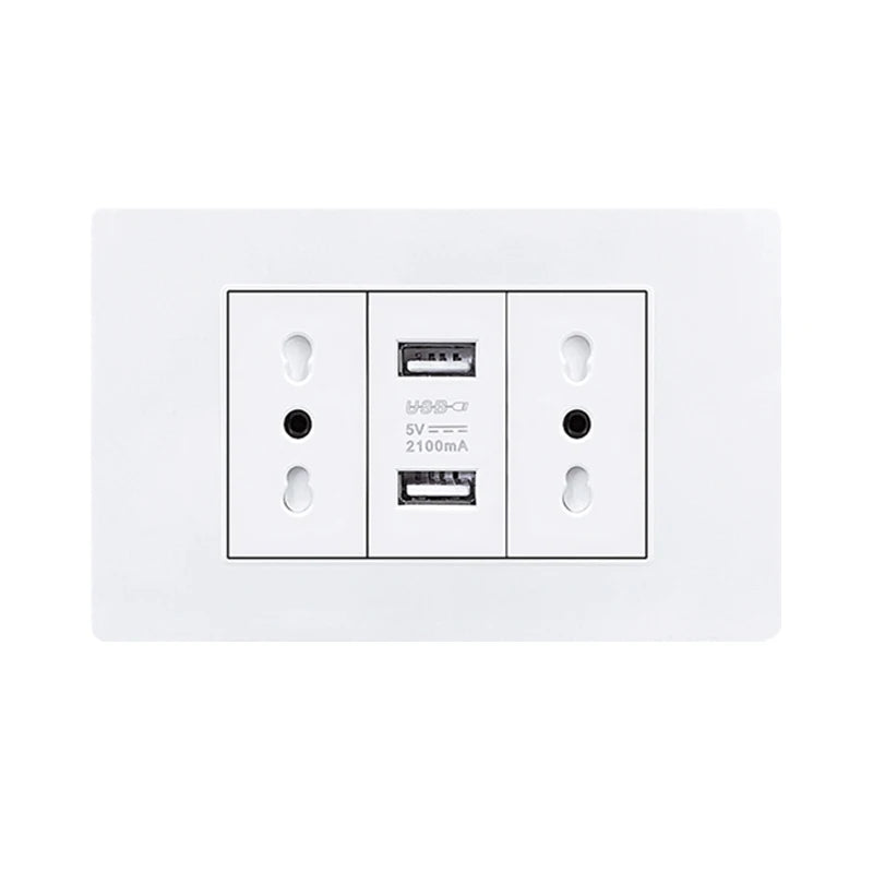 White/black embedded Italy Chile plug usb C wall socket,16A power strip, smart Type-c 20W fast charging socket adapter