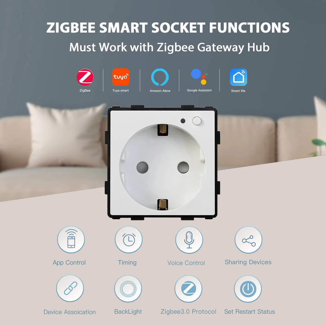 BSEED Zigbee prise intelligente surveillance de l'alimentation prise Internet prise murale électrique Tuya vie intelligente Google Alexa contrôle sans fil