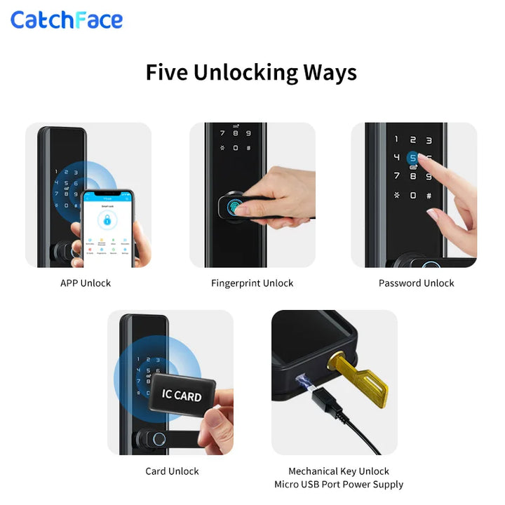 Tuya Smart Fingerprint Door Lock Smart Wifi APP Lock Bluetooth Unlock Security Intelligent Lock Biometric Electronic Door Lock