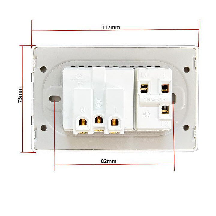 White/black embedded Italy Chile plug usb C wall socket,16A power strip, smart Type-c 20W fast charging socket adapter