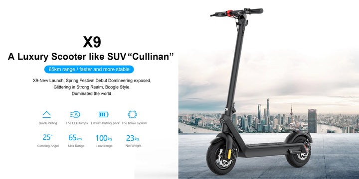 HX X9 15.6AH Electric Scooter 500W 40KM/H Foldable Electric Kick E Scooter 10 Inch Smart Escooter for Adults