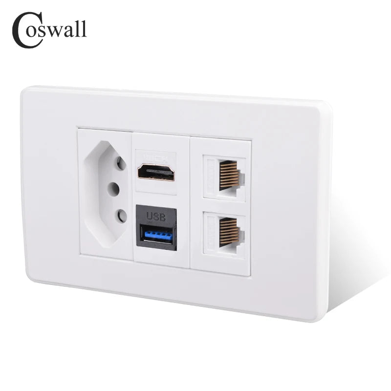 PC Panel Wall US/AU/Thailand/Universal Socket + WIFI Tuya Smart Switch + TV Internet Jack USB Charger Connector DIY Modules