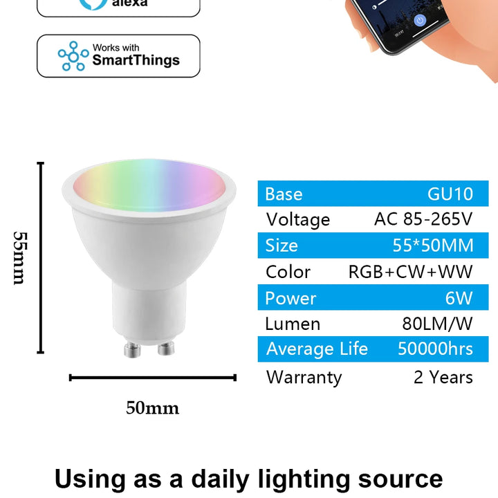 RGB Tuya Smart WiFi GU10 E27 E14