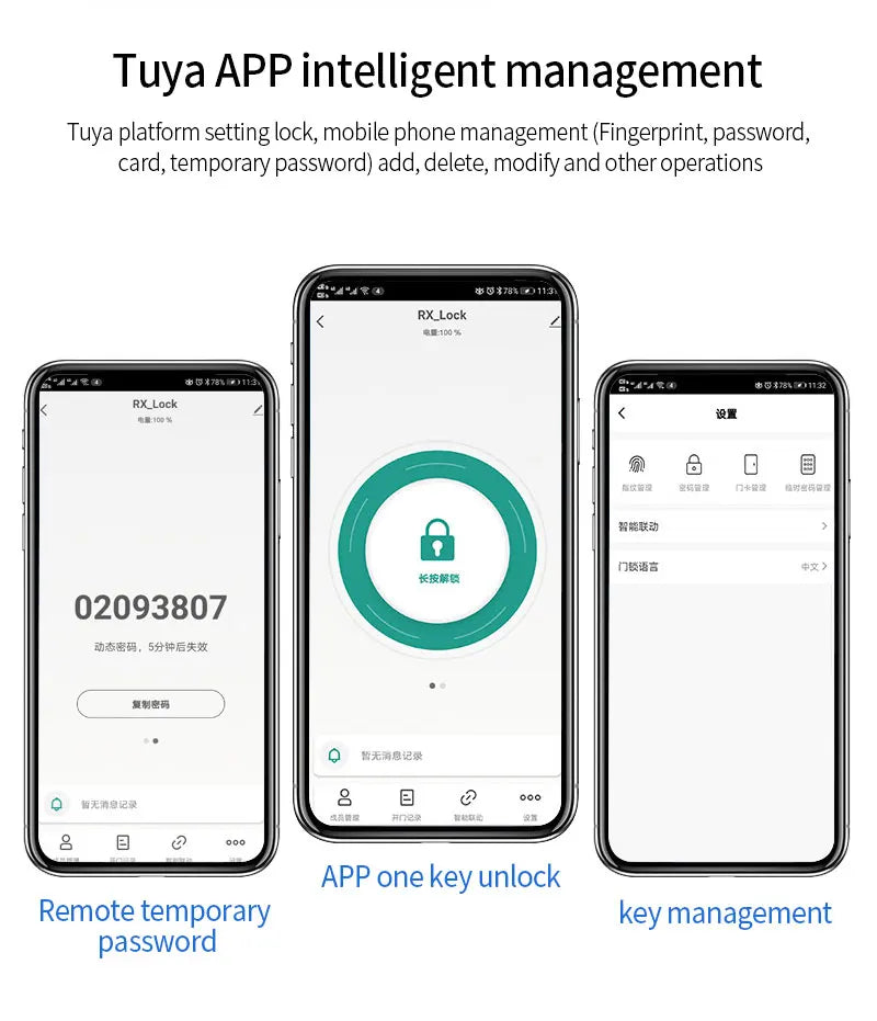 Wasserdichtes Tuya Smart Doppel-Seiten Fingerabdruckschloss