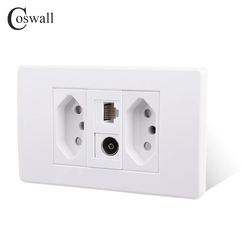 PC Panel Wall US/AU/Thailand/Universal Socket + WIFI Tuya Smart Switch + TV Internet Jack USB Charger Connector DIY Modules