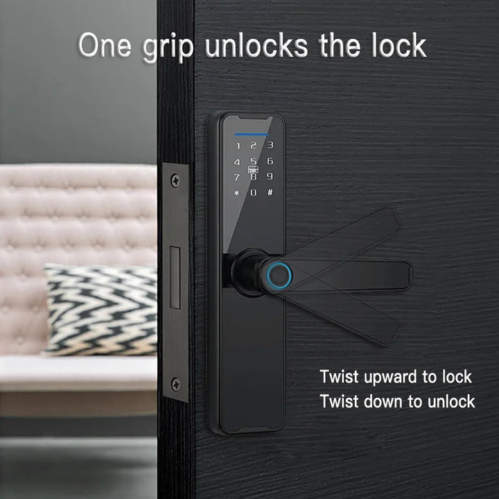 Tuya Digital Electronic Lock Smart Door Lock with Biometric Fingerprint Password Remote Control Unlocking and Keyless Entry