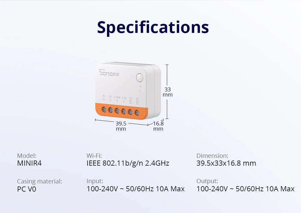 SONOFF MINIR4M Matter MINIR4 Wifi Smart Switch Mini Home Automation Module Local Connection For Alexa Google Home SmartThings