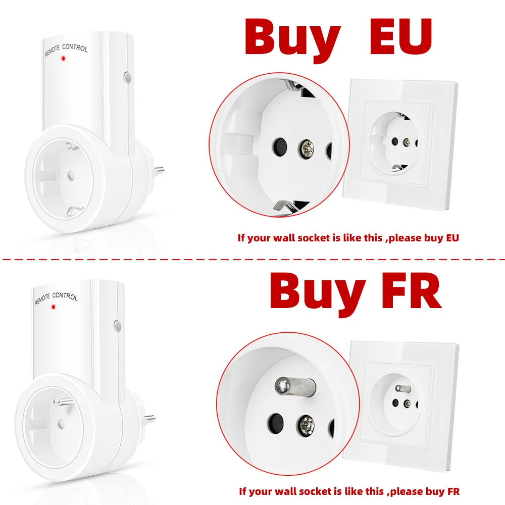 Wireless Remote Control Smart Socket EU French Plug Wall 433mhz Programmable Electrical Outlet Switch 220V 230V LED Safe Home